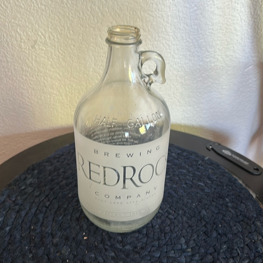 RedRock Brewing Co Half Gallon Glass Beer Growler